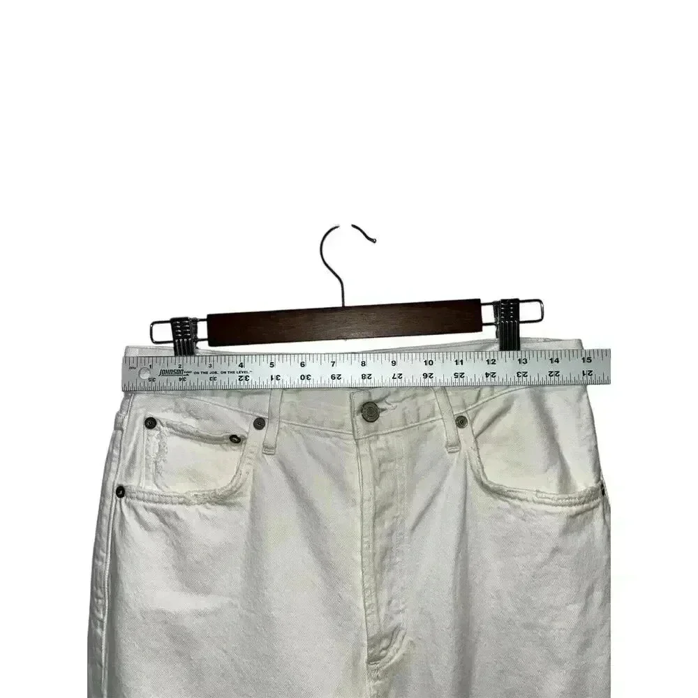 Agolde Riley High Rise Straight Crop White Veil 100% Cotton Jeans Size 28